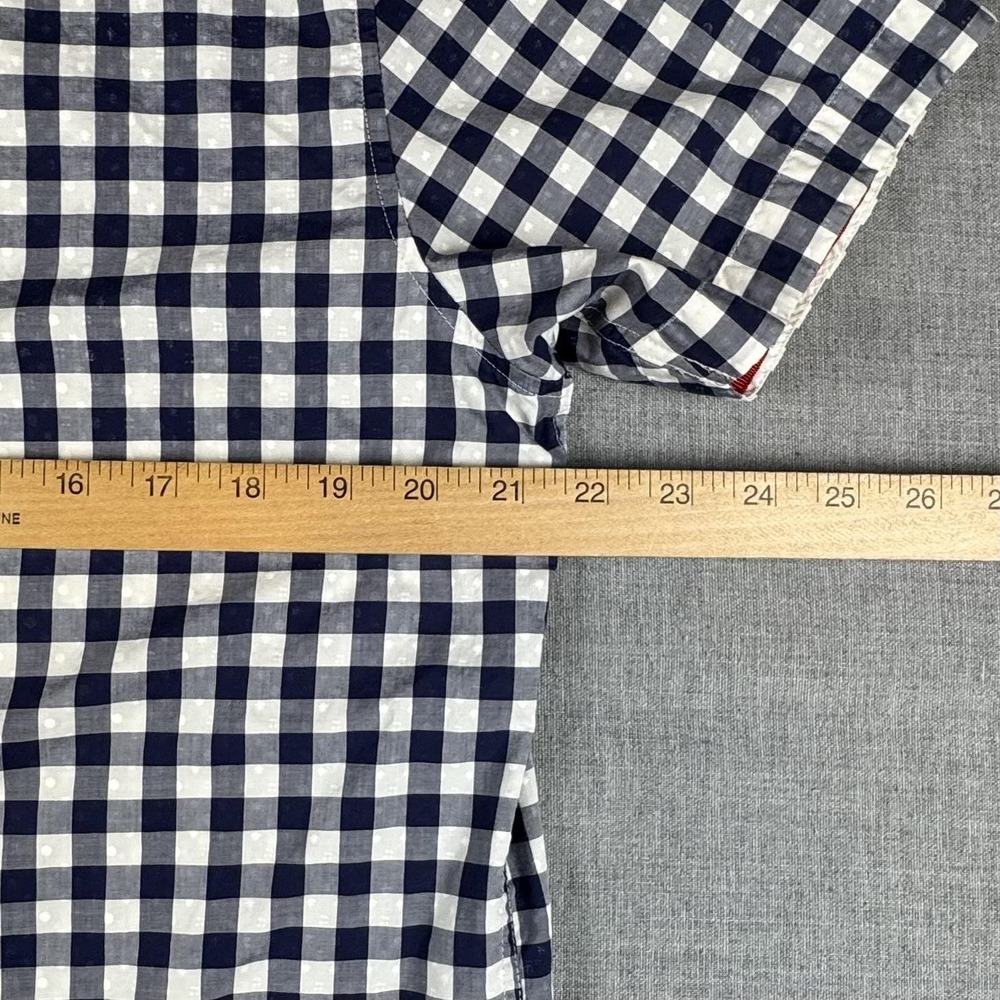 Robert Graham X Shirt Mens Large Blue Check Button Up Short Sleeve Tailored Fit - Picture 7 of 8